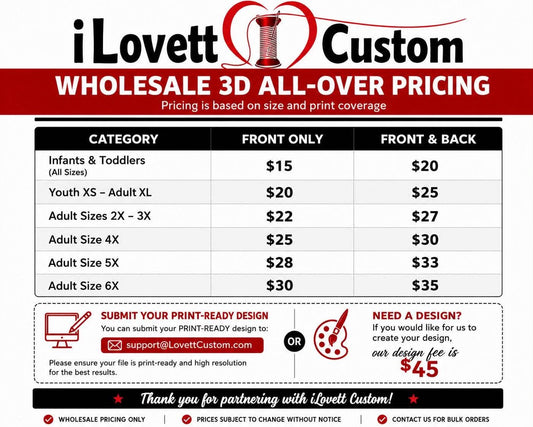 Wholesale 3D All-Over Printing
